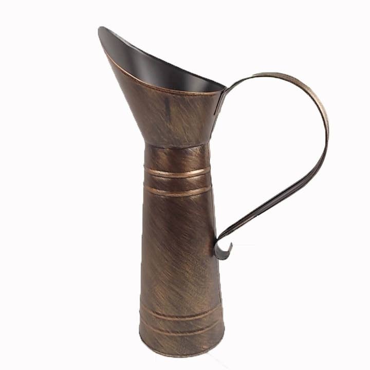 Blechkrug mit Griff, gerillt, antikgold - 18,5 „hoch für den Großhandel von Birch Maison