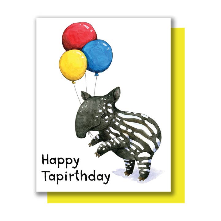 Happy Tapirthday Tapir Birthday Card for wholesale by Paper Wilderness