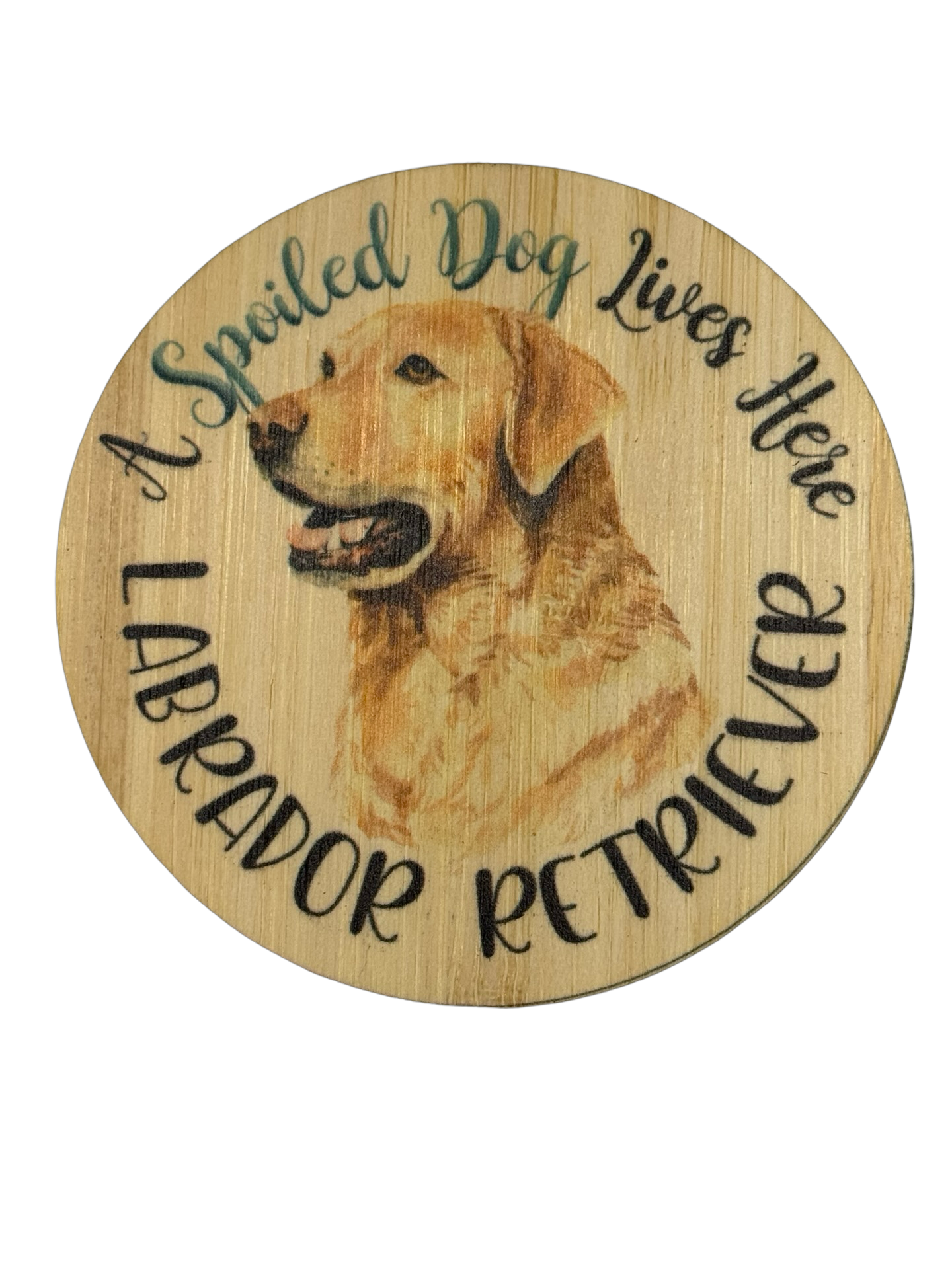 Bamboo Wood Stickers - Wholesale Sticker - Spoiled Dog - Lab Retriever0