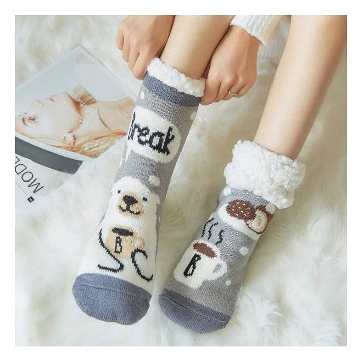 Sheer Trend - Wholesale Socks - Women's - Adults Cute Cartoon Fleece Lining Warm Thick Homewear Winter Floor Socks4
