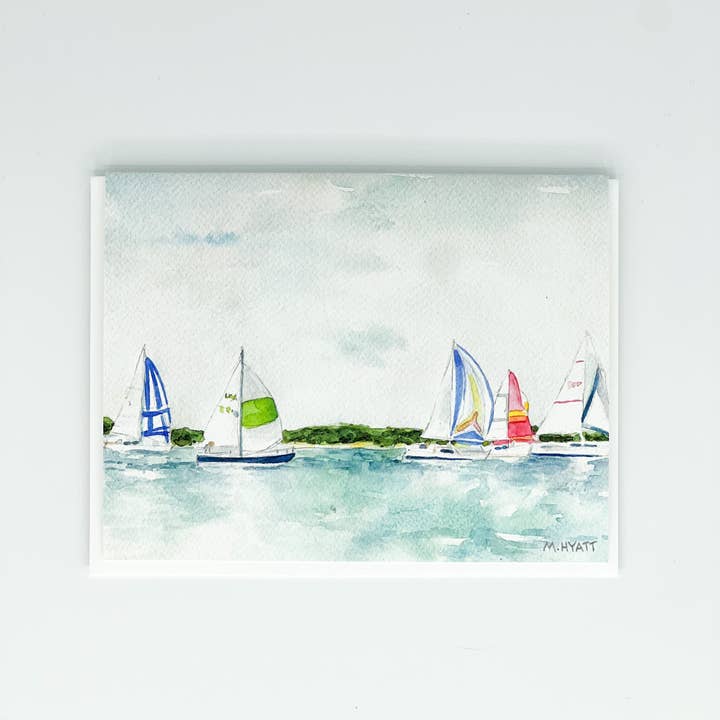 Melissa Hyatt - Wholesale Stationery/Notecard Set - "Sailing In New Suffolk" watercolor card - 6 pack boxed set3