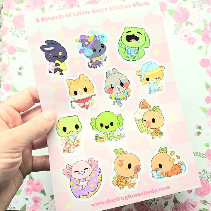 Little Guys Sticker Sheet. Annual 2024 Darling Homebody Society Collection. for wholesale by Darling Homebody
