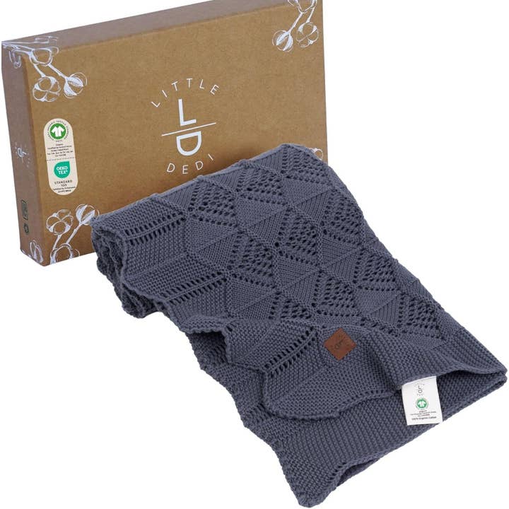 Baby Blanket Emily 80x100cm - Dark Grey for wholesale by Little Dedi
