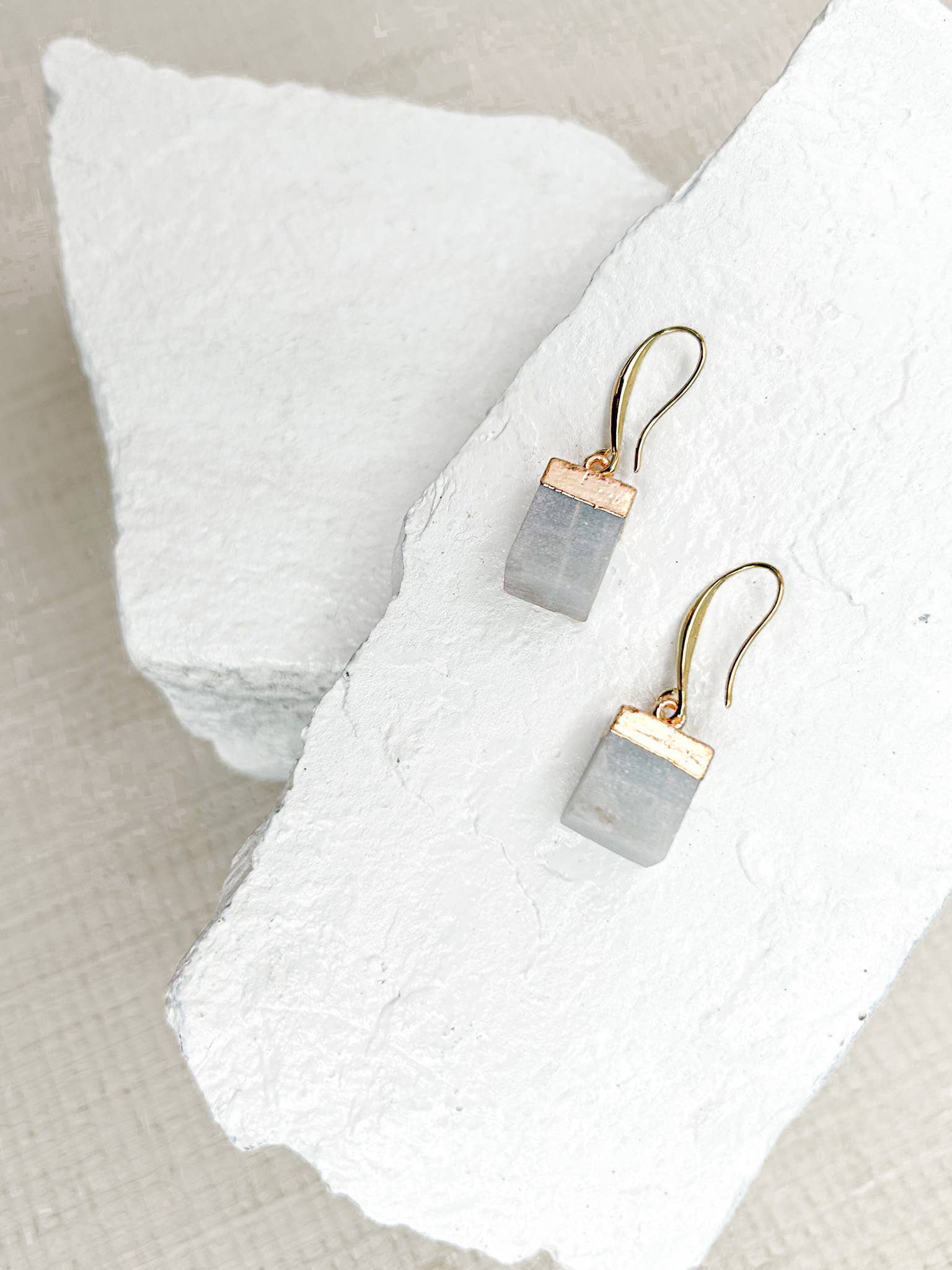 Roc Jewellery - Wholesale Dangle Earrings - Amazonite Cube Gold Plated Gemstone Crystal  Earrings1