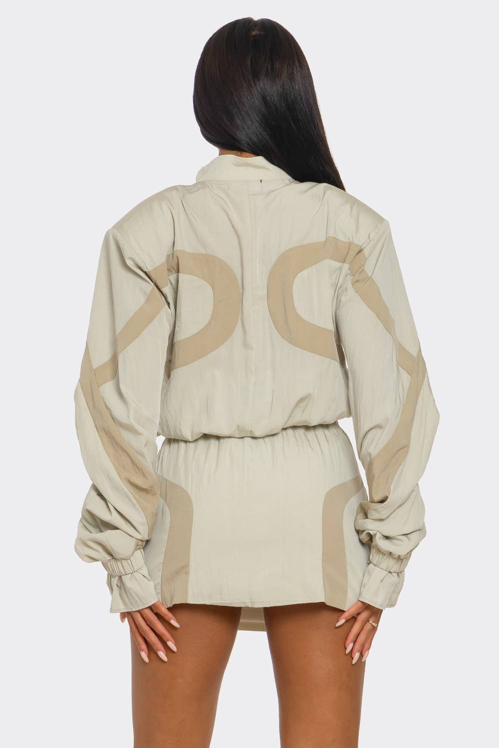 Athina Collection - Wholesale Top & Skirt Set - Women's - PLUS SIZE Two-Tone Nylon Windbreaker Skirt Set3