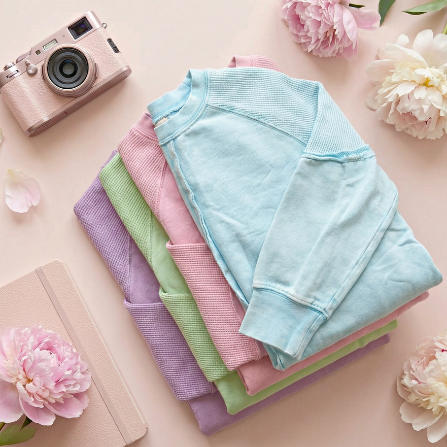 JadyK - Wholesale Knit Top - Women's - Spring 2026: Daisy Waffle Ash Wash Top4