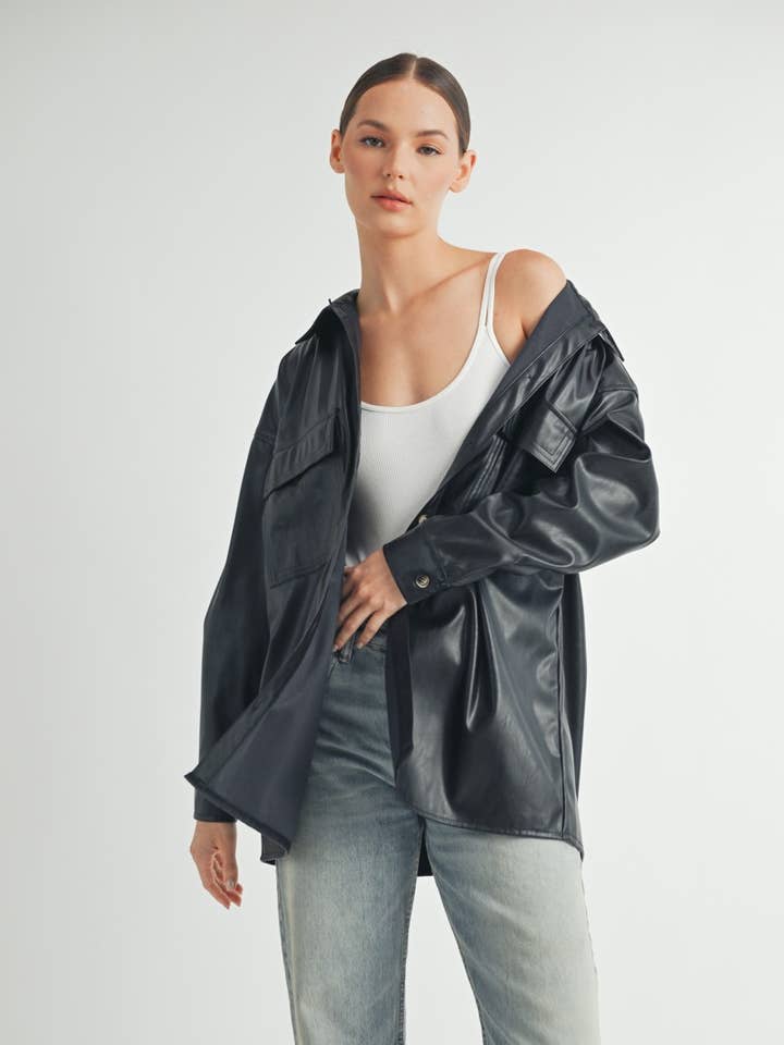 Casaco Oversize em Pele Sintética - 1 por atacado de AIBLEE
