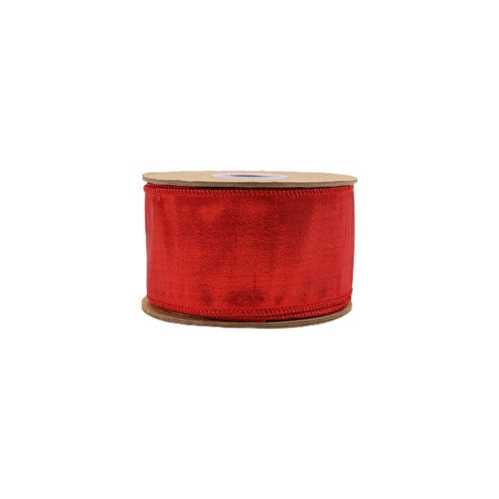 LA Ribbons Wholesale - Wholesale Ribbon - Gift Wrapping - 2 1/2" Wired Metallic Dupioni Ribbon | Red | 10 Yard Roll4