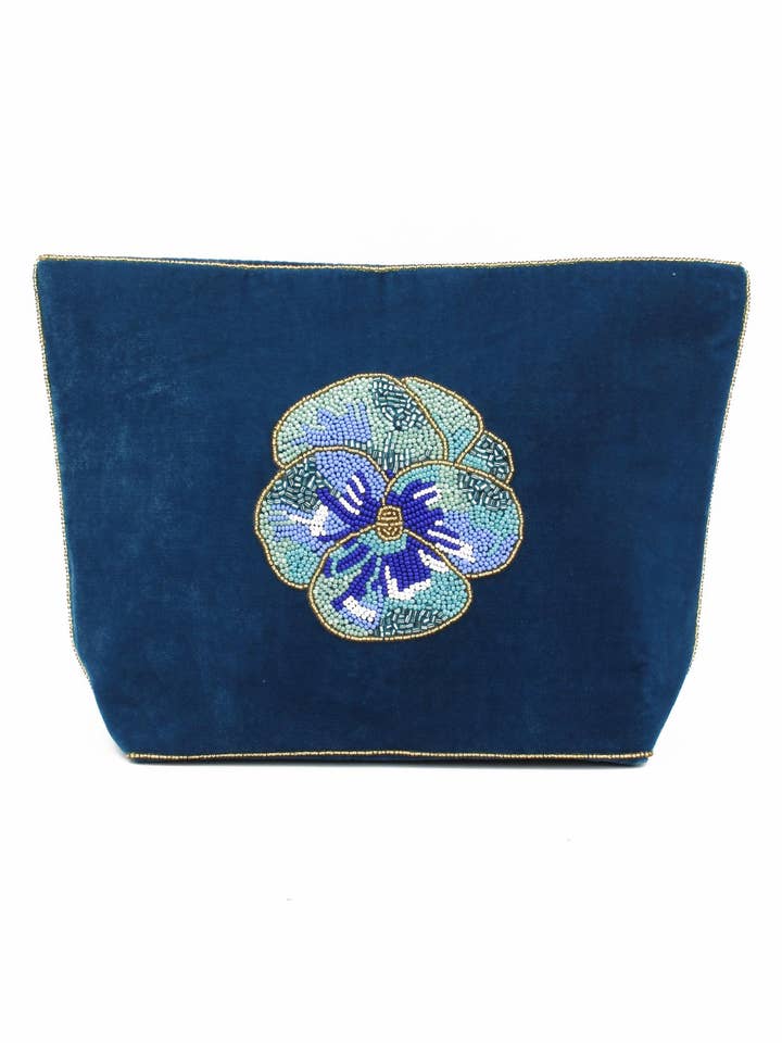BLUE PANSY LARGE POUCH for wholesale by My Doris