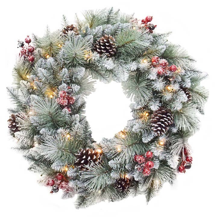 30" Glitter Mixed Pine Wreath, 160 Tips for wholesale by Santa’s Workshop Inc.