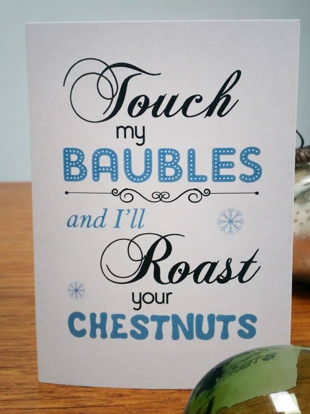 Biglietto natalizio Touch My Baubles per la vendita all'ingrosso da parte di Susan Taylor Design