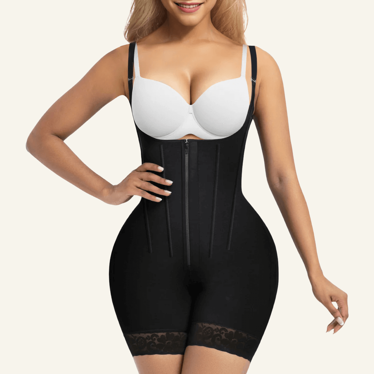 ShaperX Shapewear - Vente Sous-vêtements sculptants – femme - SHAPERX Faja avec 6 Baleines en Acier, Contrôle du Ventre, Fermeture Éclair & Crochets, Rehausseur de Fesses4