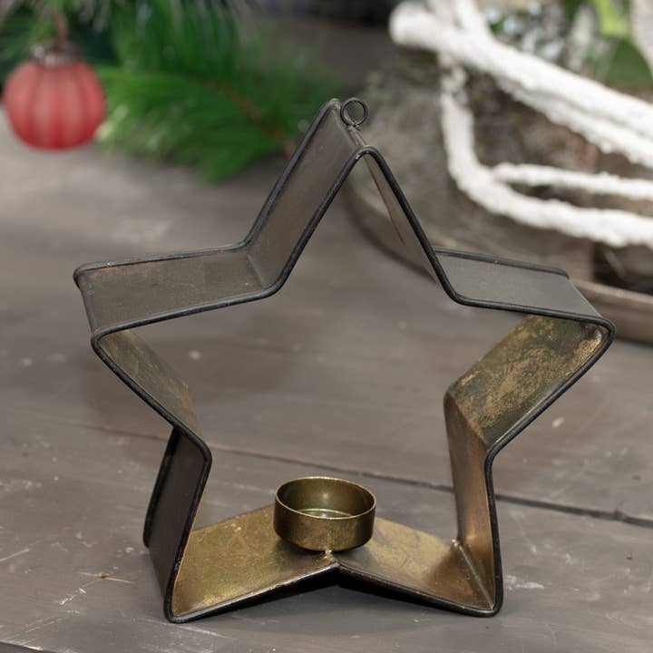 Tealight as a star. Gold Vintagelook lantern. for wholesale by Antikas