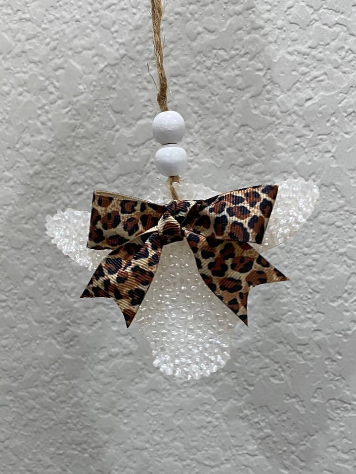 White with Leopard Print Bow Steer Head Freshie for wholesale by EC Shop Creations