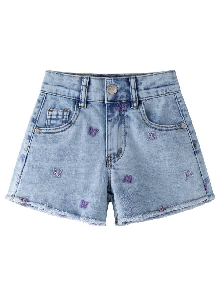Meisjesjeansshort 3-9J met paarse vlinders JGV56832 voor wholesale door Newness Kids