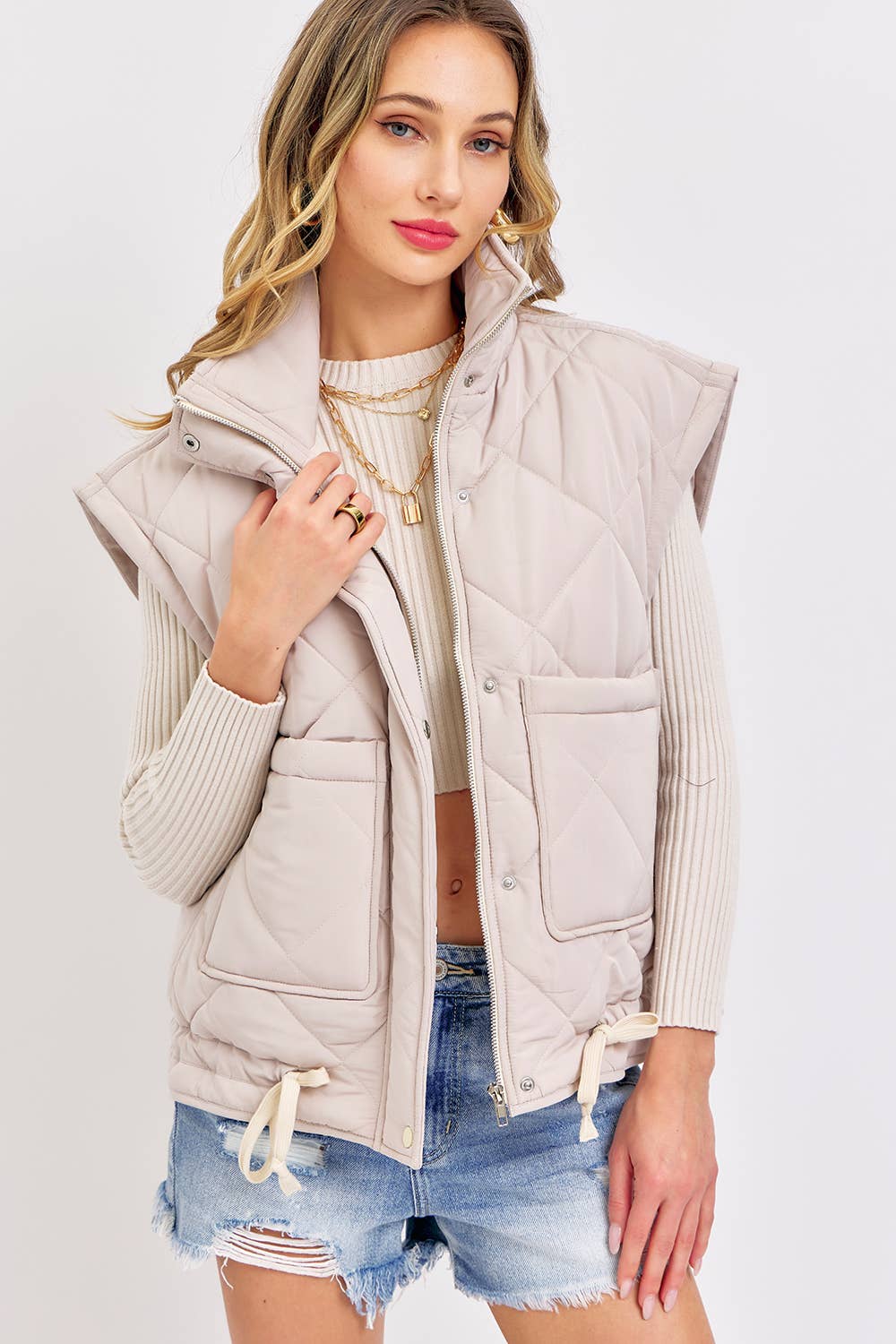 Sweet Lovely by Jen - Vendita all'ingrosso Gilè imbottito - Donna - GILET OVERSIZE IN PIUMINO TRAPUNTATO 24