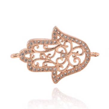 CZ Micro Pave Hamsa Hand Gold Filled Charm Connector CN026 for wholesale by Beads Creation