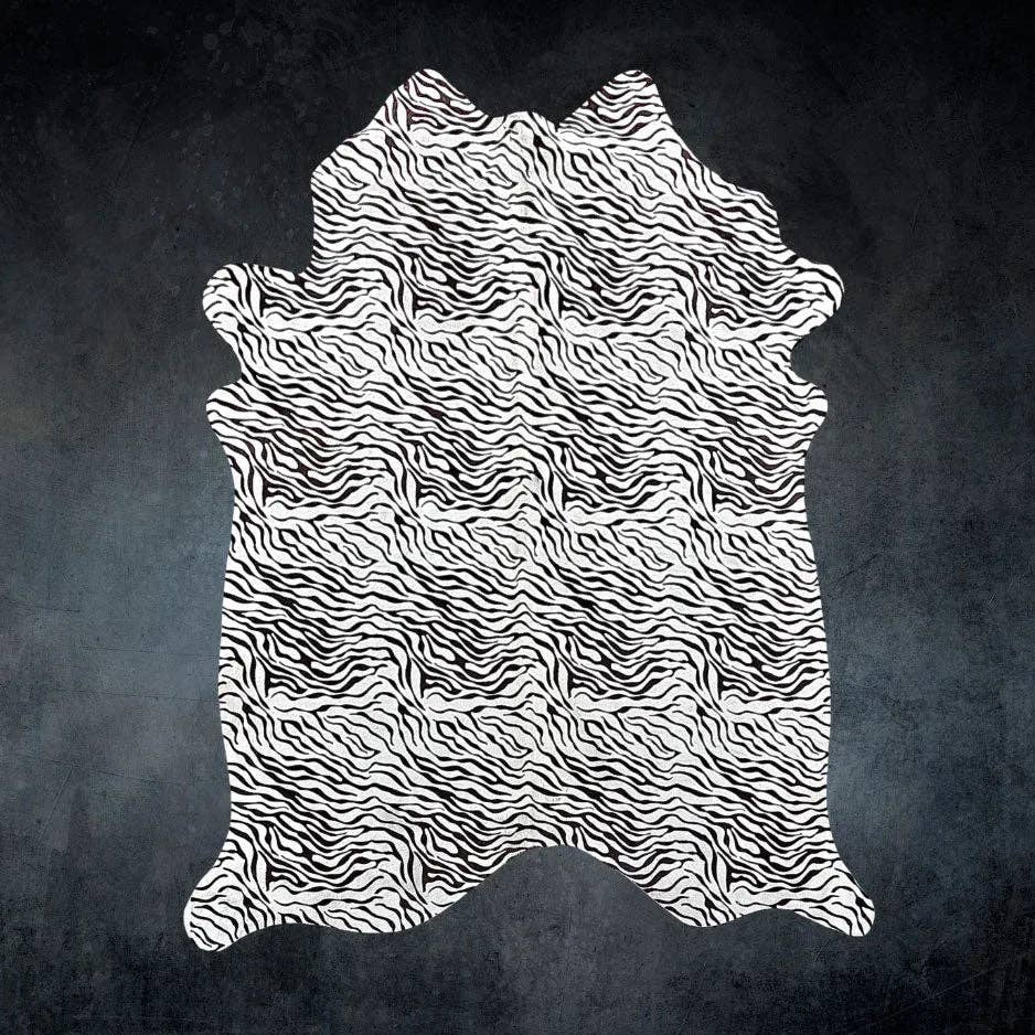 Rodeo - Wholesale Area Rug - Printed baby zebra Cowhide Rug Size 5.5x 7.2 ft ---52430