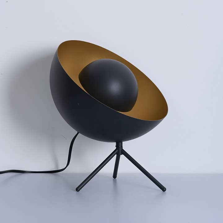 Black Gold Metal Satellite Radar Tripod Table Lamp for wholesale by EP Design Lab