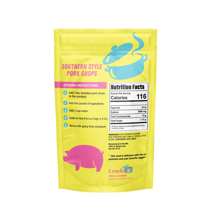 Crockstar Dinner Club - Wholesale Shelf Stable Prepared Meal - Southern Style Porkchops