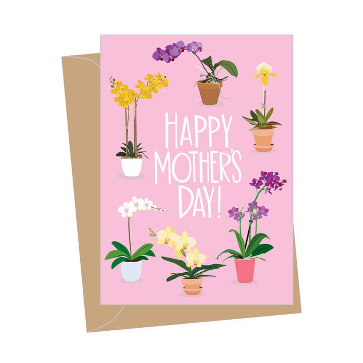 Mini Mother's Day Potted Orchids, Folded Enclosure Cards for wholesale by Apartment 2 Cards