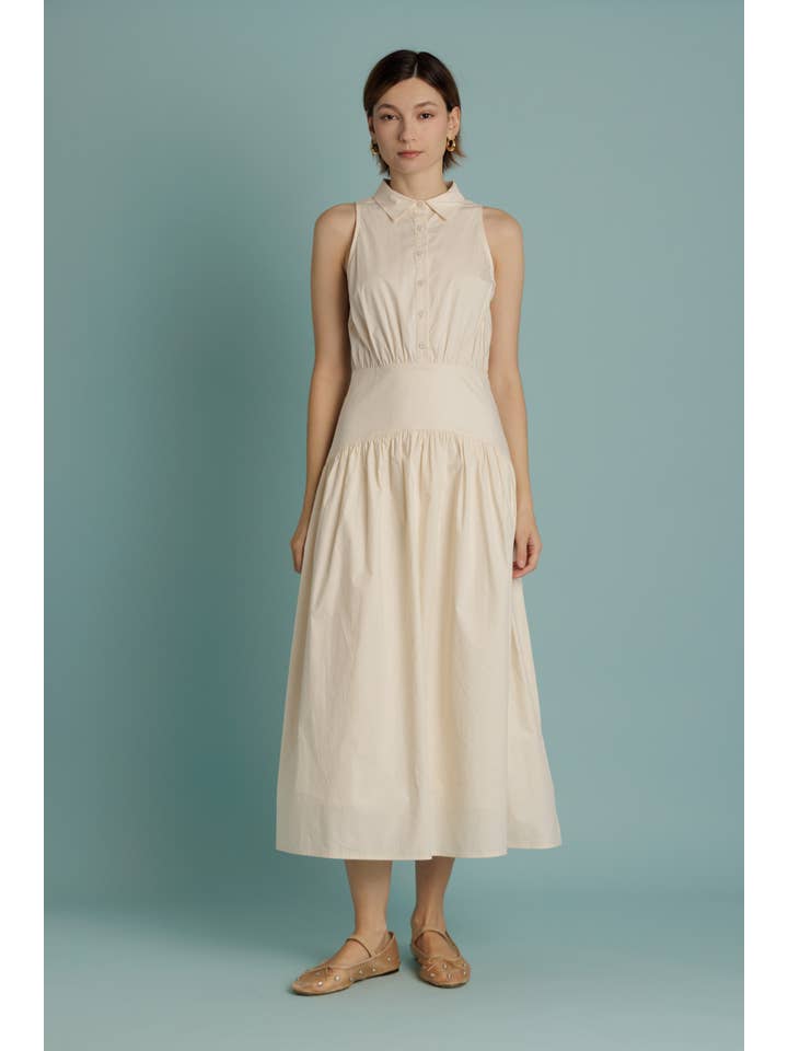 Aureum - Wholesale Dress - Women's - AD2344 - CURVED YOKE MIDI SHIRT DRESS7