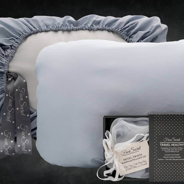 Taie d'oreiller de voyage Bamboo Blue SlipOver Taille unique pour la vente par FaceSecret Travel PillowCASE