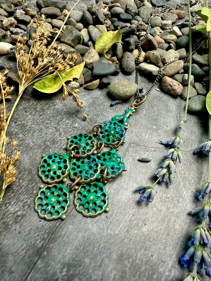 Cascading Filigree Necklace- Handmade Patina for wholesale by The Sunstone on Main
