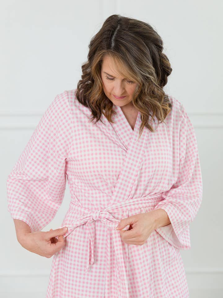 SoftSnooze™ Women's Cotton Modal Pink Gingham Mommy & Me Maternity Robe
for wholesale on Faire0