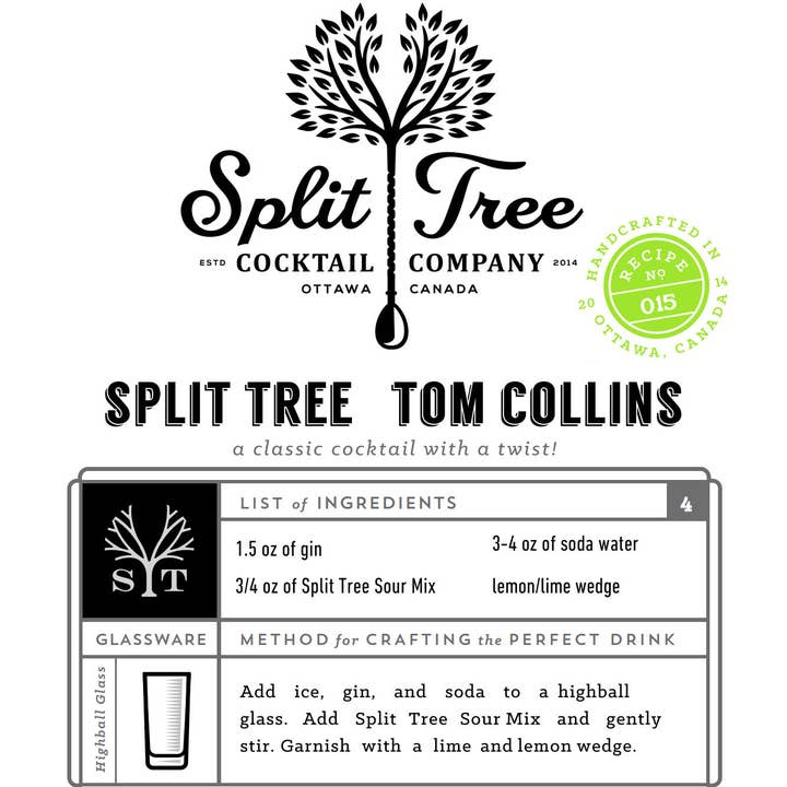 Split Tree Cocktail Co – wholesale Cocktail mix/syrup – Sour Mix Cocktail and Soda Mix