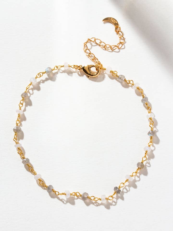 Affidabile cavigliera con gemme alternate per la vendita all'ingrosso da parte di Luna Norte