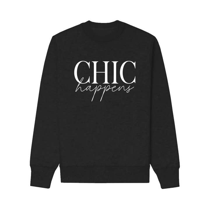 Nobrand - Wholesale Graphic sweatshirt – Women’s - DOC-L4500 CHIC HAPPENS GRAPHIC SWEATSHIRT0