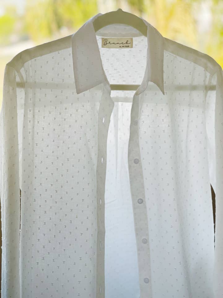 Camicia tunica bianca lunga classica (punto svizzero) per la vendita all'ingrosso da parte di Brunch | My Dear