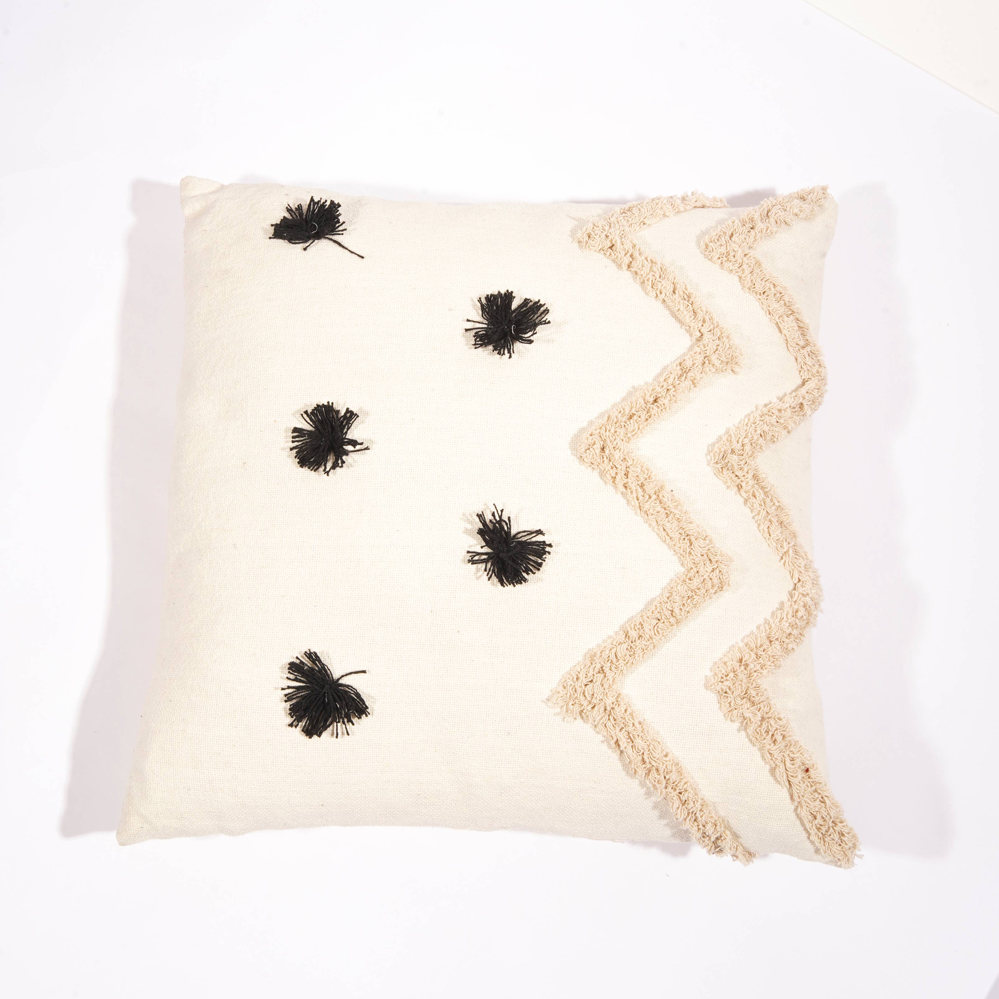 Linen Connections - Wholesale Throw pillow cover - Cotton Linen Tassel Beige Fringe Moroccan Cushion0