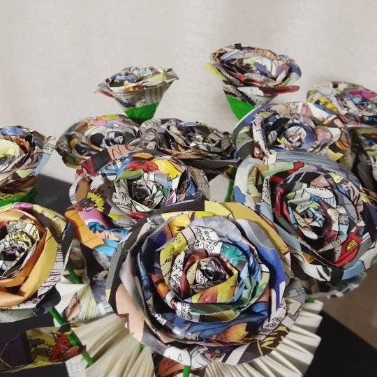 Tall Hill Upcycled - Wholesale Artificial Flowers - Paper Roses10
