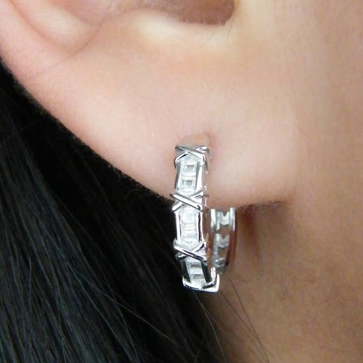 Prism Baguette Huggies for wholesale by Dara Jewellery