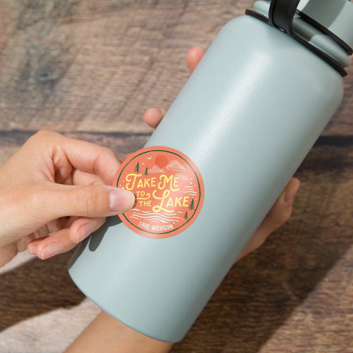 Lantern Press - Wholesale Sticker - STICKER Lake Michigan, Lake Life Series, Take Me To The Lake