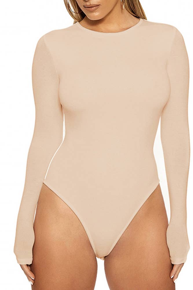 UNISHE – wholesale Bodysuit - Dam – Plain Crew Neck Långärmad Bodysuit ZJ0158