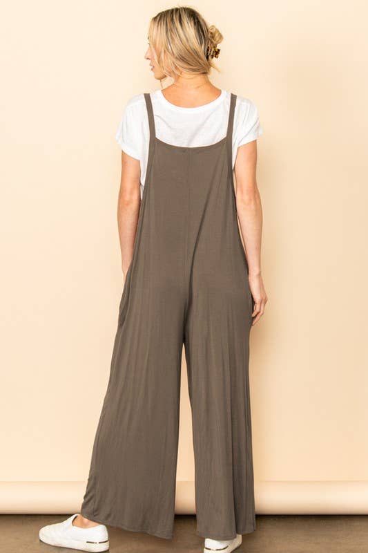 Elloh Collection - Wholesale Jumpsuit - Women's - Casual Comfy Wide Leg Overall Jumper w Bib and Side Pockets13