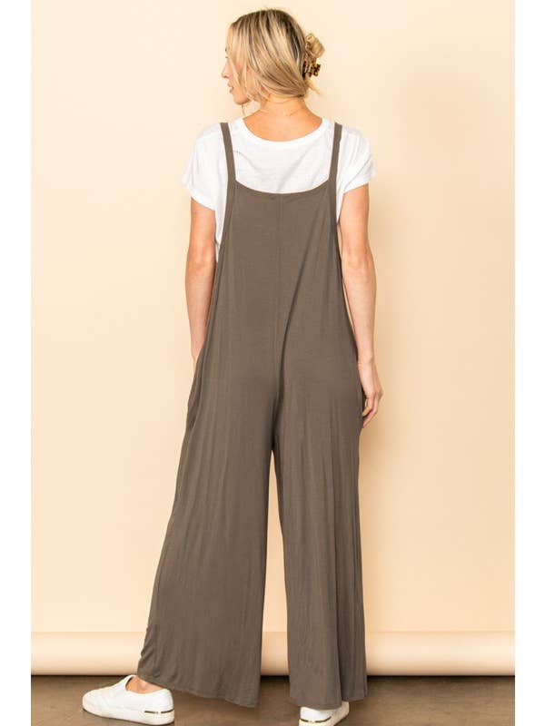 Elloh Collection - Wholesale Jumpsuit - Women's - Casual Comfy Wide Leg Overall Jumper w Bib and Side Pockets13
