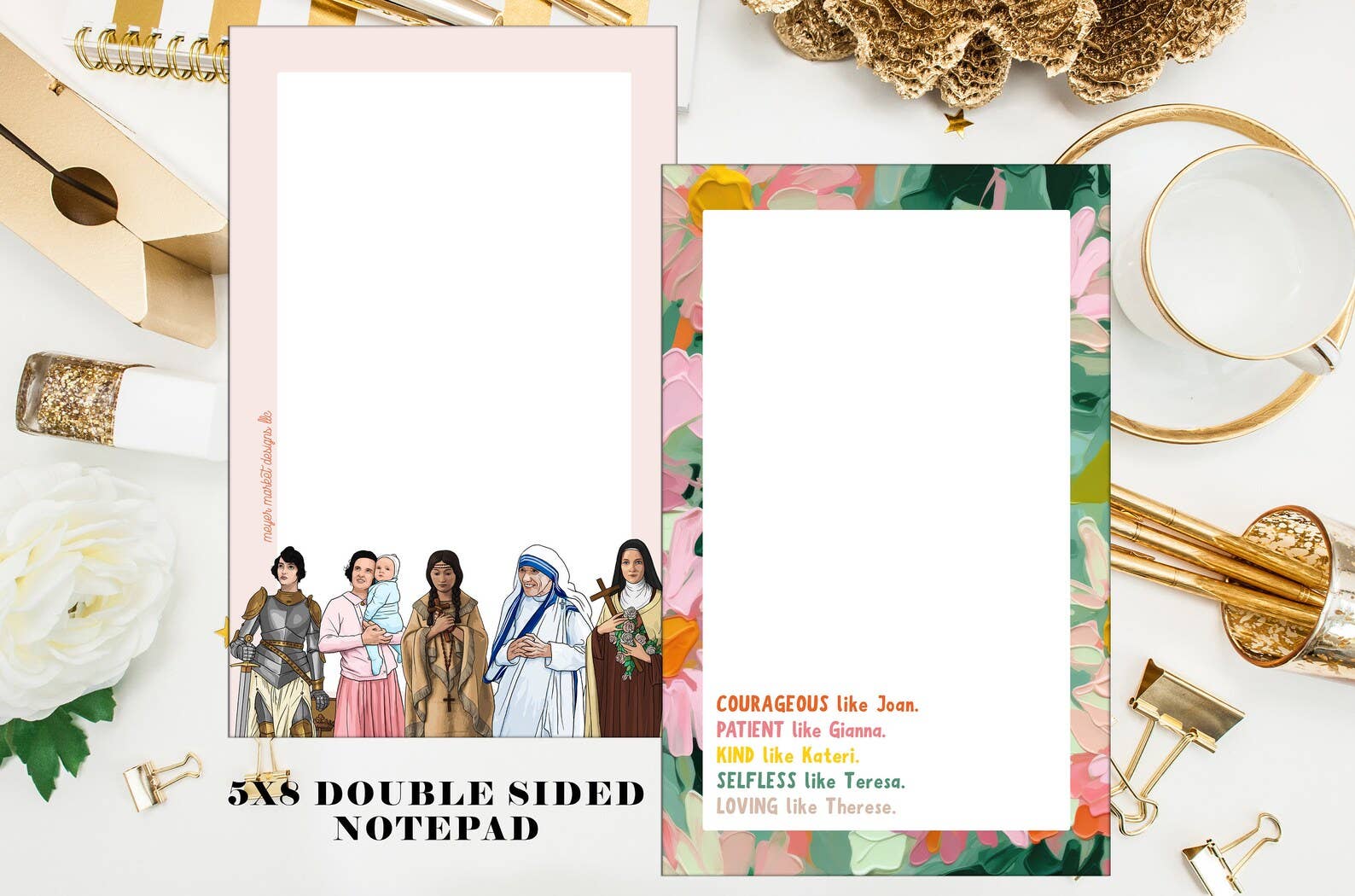 Meyer Market Designs - Wholesale Notepad - Courageous like Joan notepad. Saint Like women notepad0