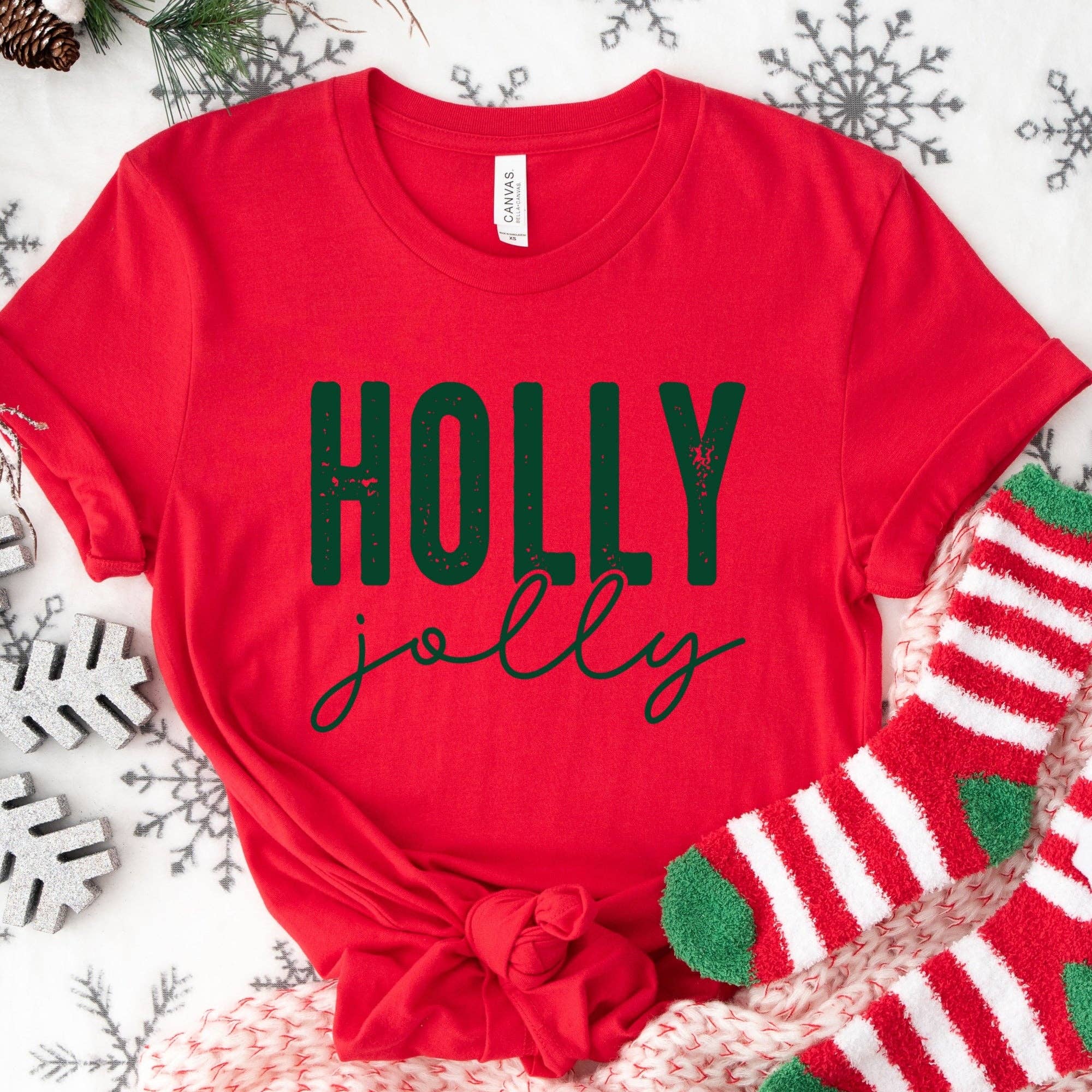 Epic Life  - Designed - Wholesale Screen Printed T-Shirt - Women's - Holly Jolly Shirt or Sweatshirt – Christmas Holiday Top – S-4XL Plus Size – Multiple Colors3