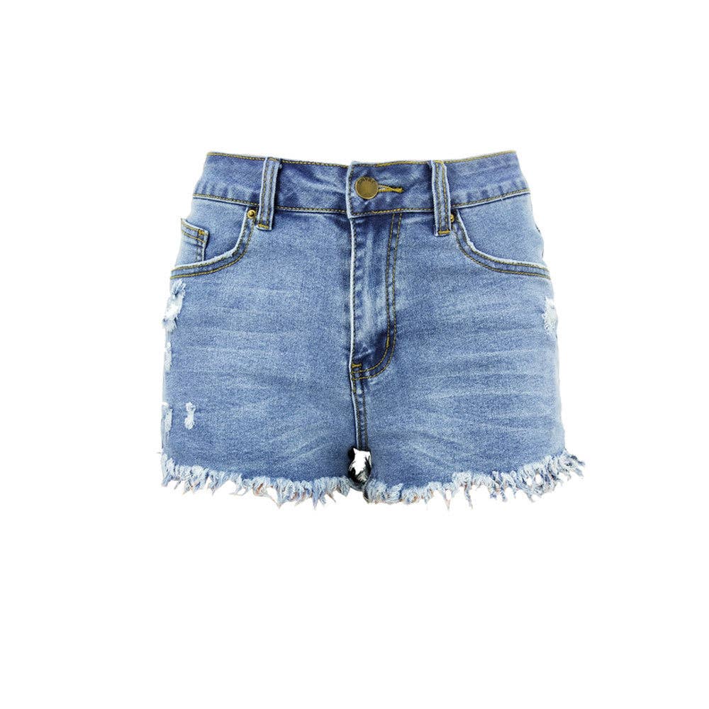 Lovesoft - Wholesale Shorts - Women's - Luvamia Women's High-Rise Denim Raw Hem Ripped Shorts11