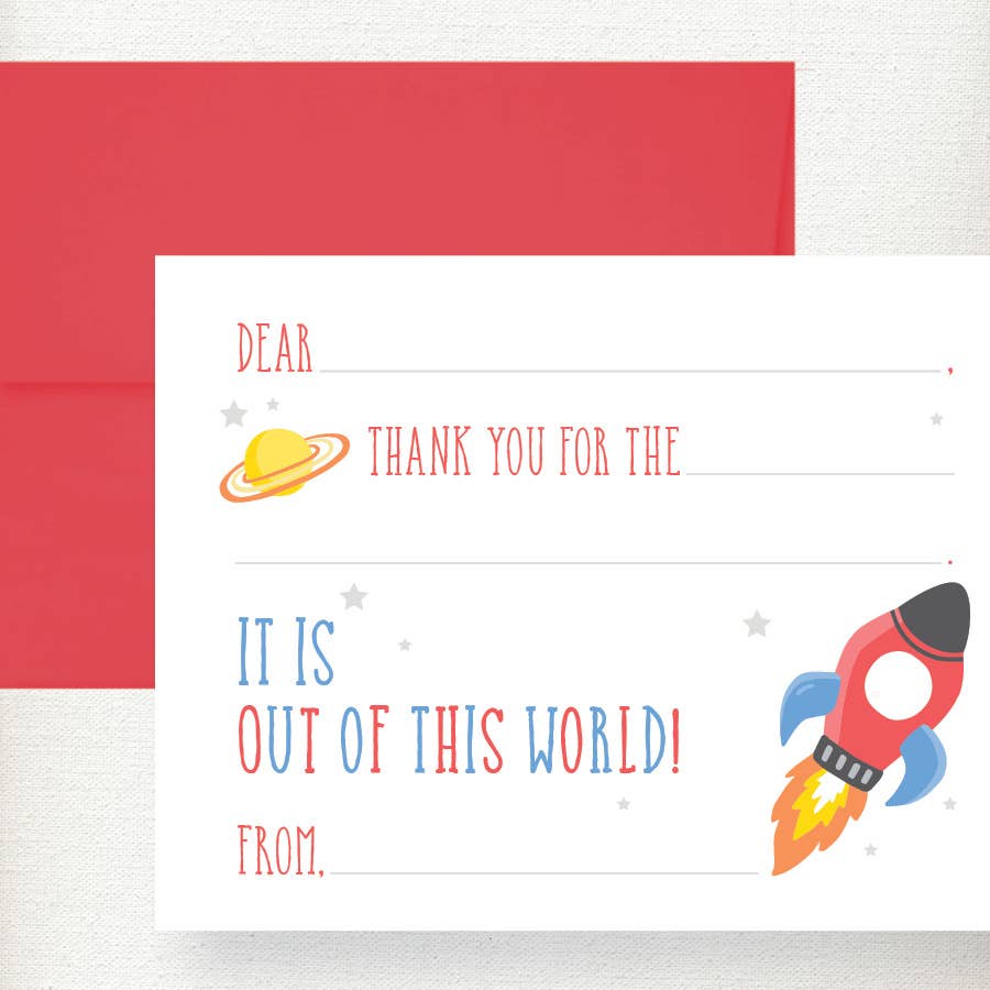 Kramer Drive - Wholesale Stationery/Notecard Set - Kids Space Fill in Thank You Note Card1