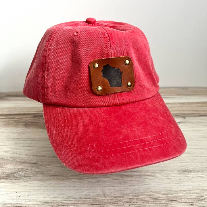 Blu Mountain Co - Vente Casquette de baseball – unisexe - Chapeau Wisconsin avec écusson en cuir - Casquette de baseball WI2