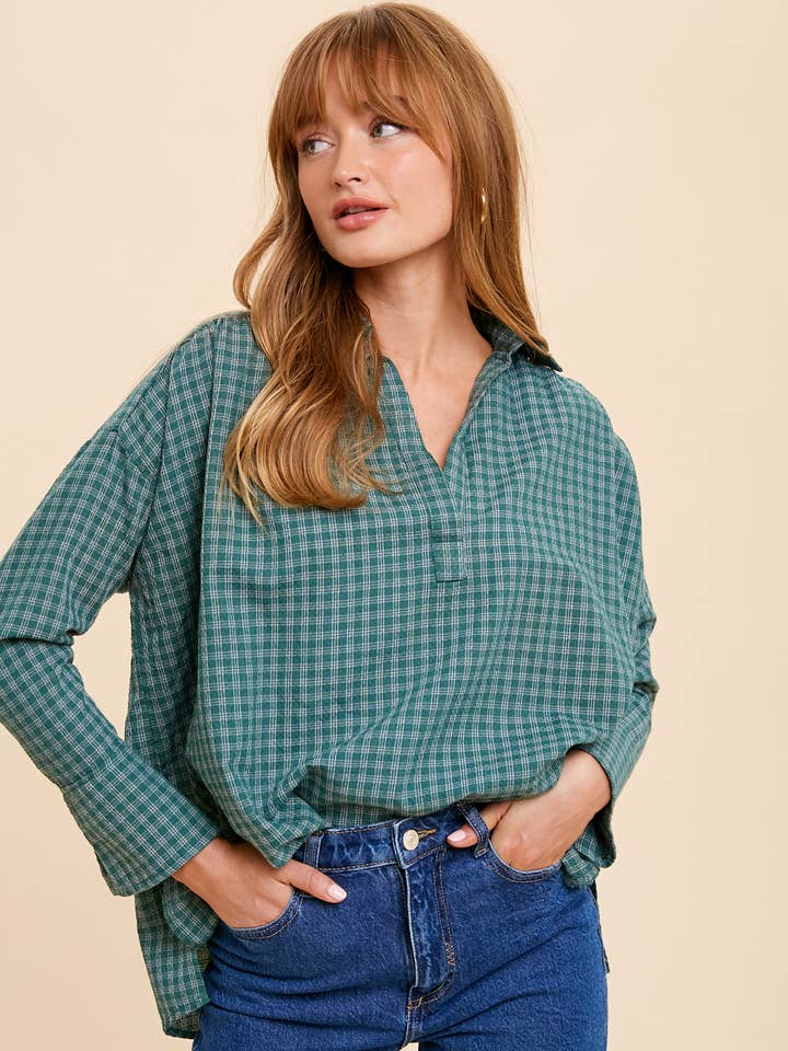In Loom - Wholesale Shirt - Women's - V NECK COLLARED SHIRT