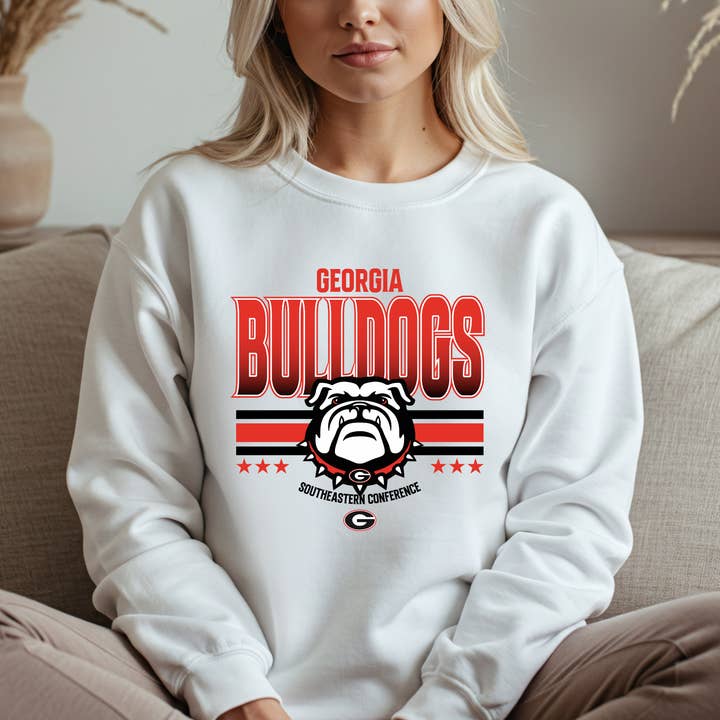 Georgia Bulldogs-Inspired Crewneck Sweatshirt | Bold Game Day Style for wholesale by Pressed in Chaos