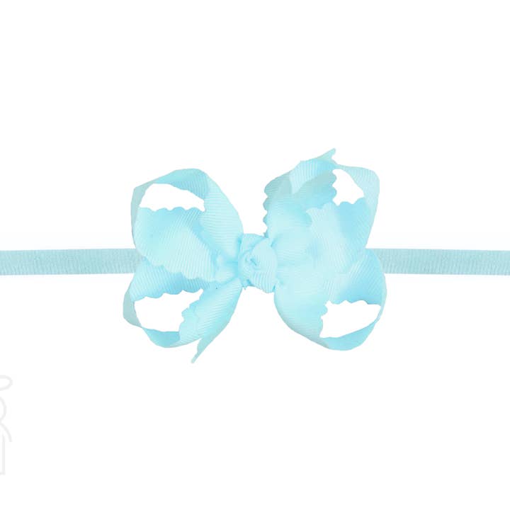 Beyond Creations, LLC - Wholesale Fashion Headband - Kids - 1/4" NYLON PANTYHOSE HEADBAND W/ SCALLOPED EDGE BOW63