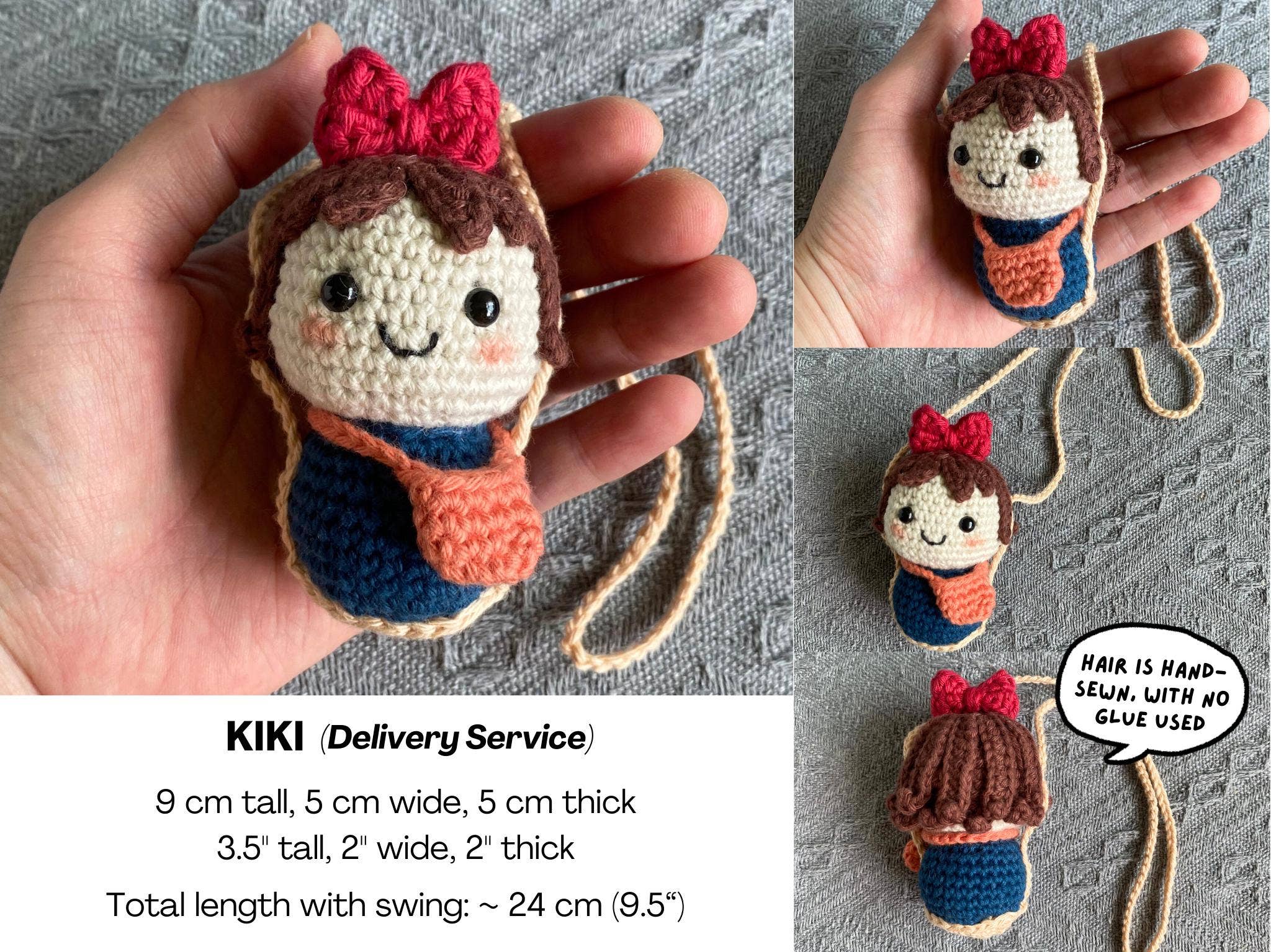 TOMOPOD LLC - Wholesale Stuffed/Plush Toy - Kids & Baby - Crochet Ghibli Car Hanger, Cute Totoro/Ponyo/No Face/Kiki 3