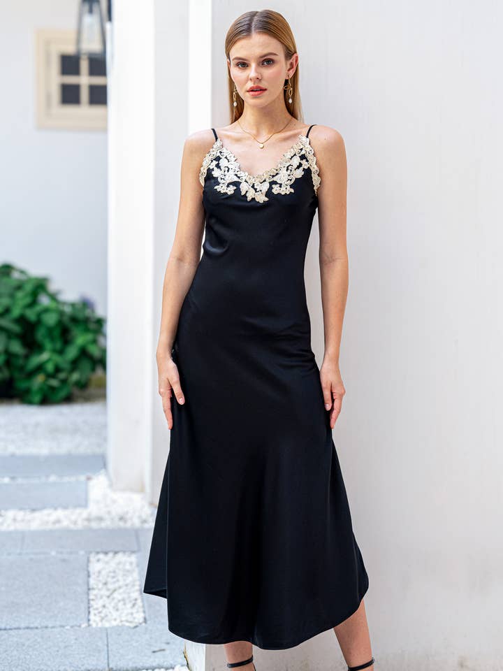 RP2191 - Vestito sottoveste in seta con dettaglio in pizzo per la vendita all'ingrosso da parte di ROSIE POSIE